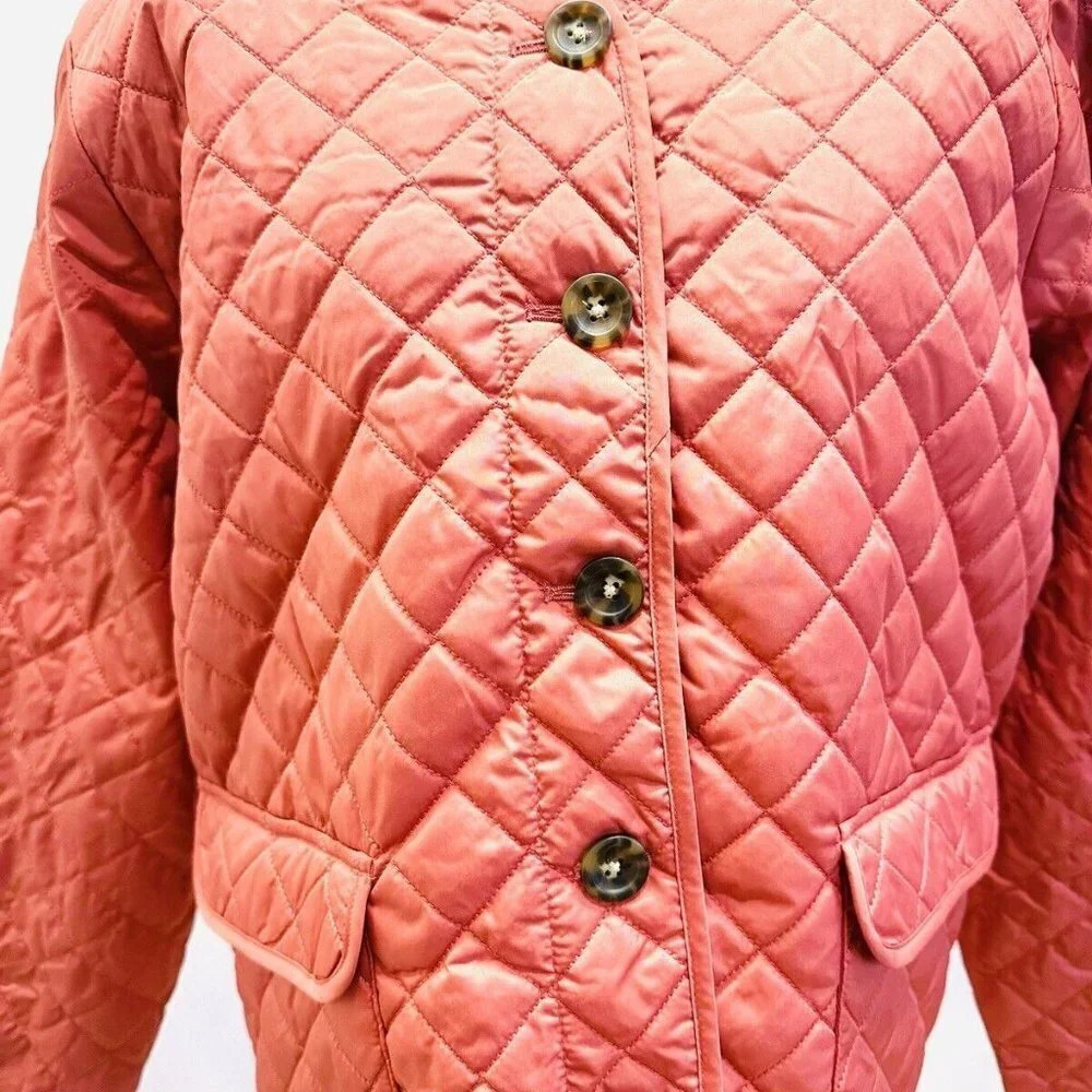 NWT CROFT & BARROW Women Button Down Quilted Orange Jacket Lightweight PXL - Picture 4 of 14
